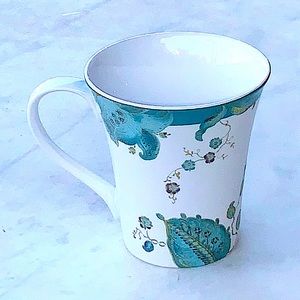 222 FIFTH ELIZA TEAL CUP MUG 12 oz NEW PORCELAIN